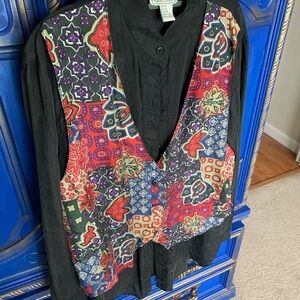 Vintage CROQUET CLUB Button-up Shirt Vest Silk Sz Medium